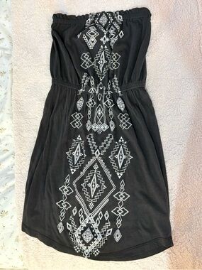 Billabong Black Strapless Dress with White Aztec Print